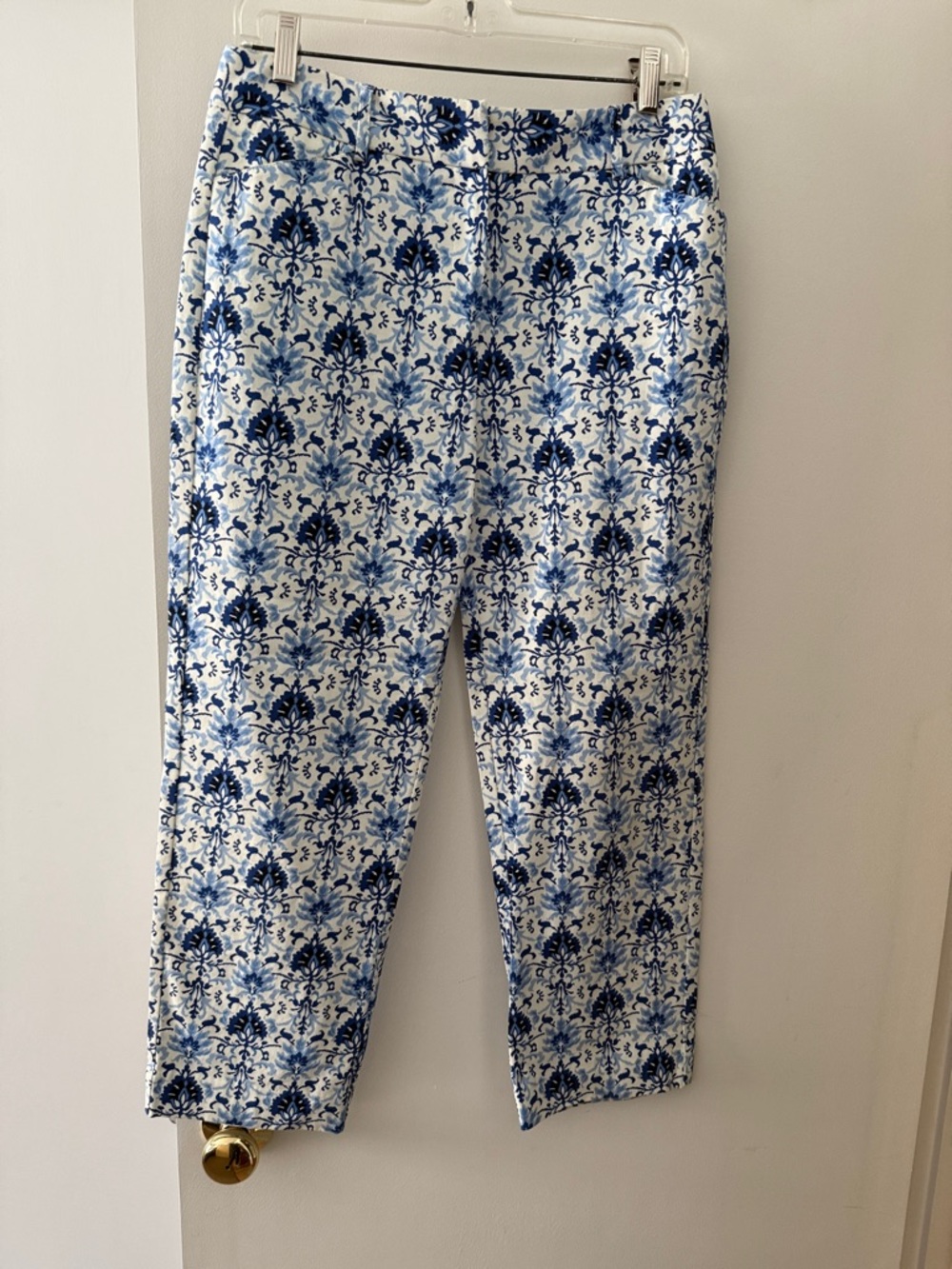 Talbots Blue and White Floral Print Chinos
